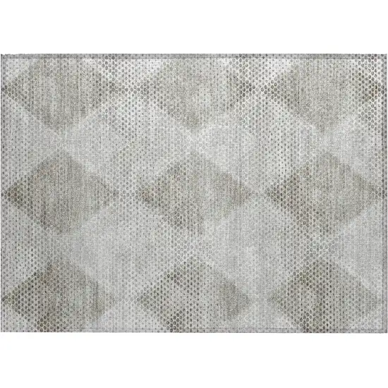 Gray Geometric Washable Non Skid Indoor Outdoor Area Rug Photo 2