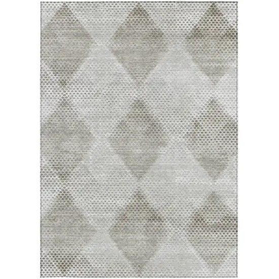 Gray Geometric Washable Non Skid Indoor Outdoor Area Rug Photo 5