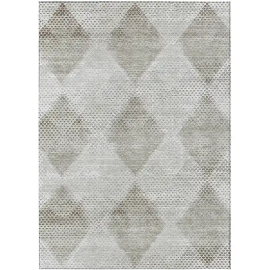 Gray Geometric Washable Non Skid Indoor Outdoor Area Rug Photo 2