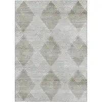 Photo of Gray Geometric Washable Non Skid Indoor Outdoor Area Rug