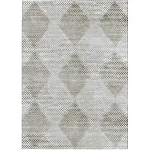 Photo of Gray Geometric Washable Non Skid Indoor Outdoor Area Rug