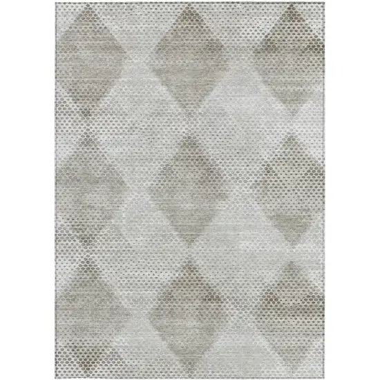 Gray Geometric Washable Non Skid Indoor Outdoor Area Rug Photo 5