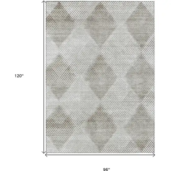 Gray Geometric Washable Non Skid Indoor Outdoor Area Rug Photo 3