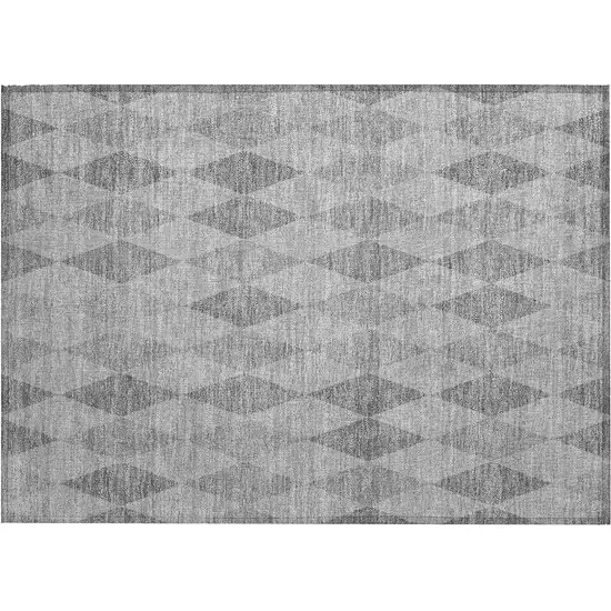 Gray Geometric Washable Non Skid Indoor Outdoor Area Rug Photo 2