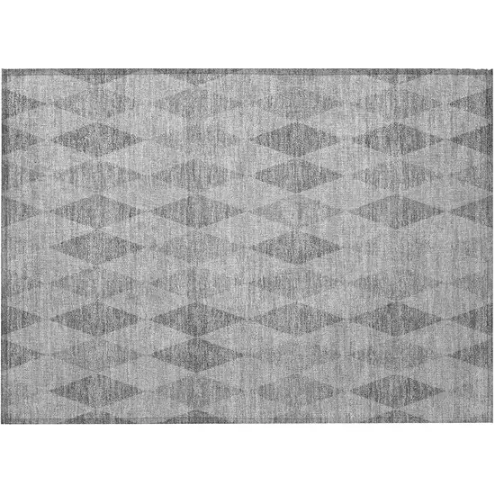 Gray Geometric Washable Non Skid Indoor Outdoor Area Rug Photo 4