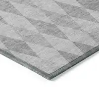 Photo of Gray Geometric Washable Non Skid Indoor Outdoor Area Rug