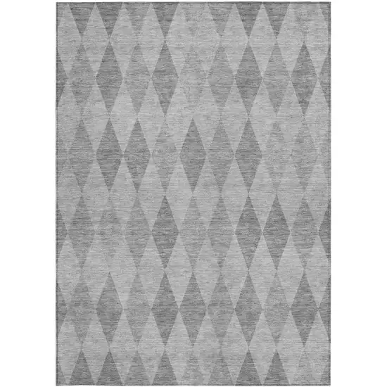 Gray Geometric Washable Non Skid Indoor Outdoor Area Rug Photo 5