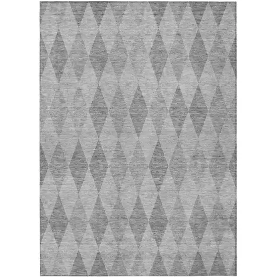 Gray Geometric Washable Non Skid Indoor Outdoor Area Rug Photo 2