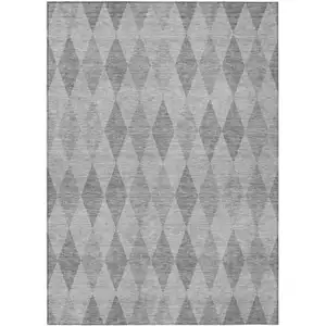 Photo of Gray Geometric Washable Non Skid Indoor Outdoor Area Rug