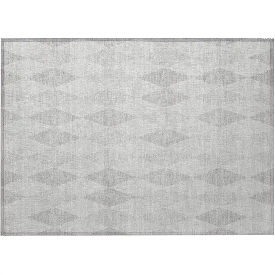 Gray Geometric Washable Non Skid Indoor Outdoor Area Rug Photo 4