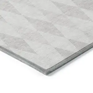 Photo of Gray Geometric Washable Non Skid Indoor Outdoor Area Rug