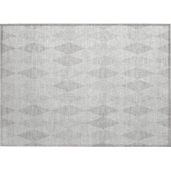 Gray Geometric Washable Non Skid Indoor Outdoor Area Rug Photo 2