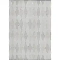 Photo of Gray Geometric Washable Non Skid Indoor Outdoor Area Rug