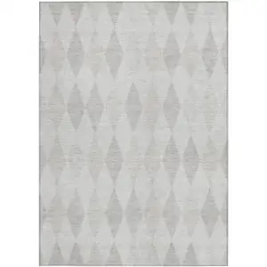 Photo of Gray Geometric Washable Non Skid Indoor Outdoor Area Rug