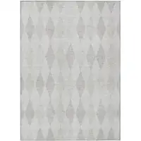 Photo of Gray Geometric Washable Non Skid Indoor Outdoor Area Rug