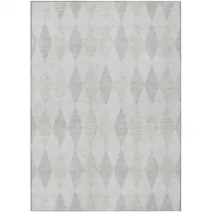 Photo of Gray Geometric Washable Non Skid Indoor Outdoor Area Rug