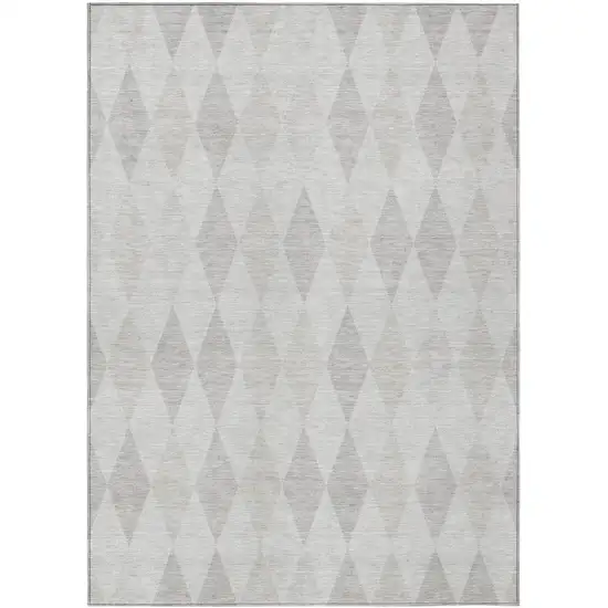 Gray Geometric Washable Non Skid Indoor Outdoor Area Rug Photo 2