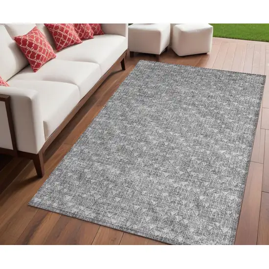 Gray Geometric Washable Non Skid Indoor Outdoor Area Rug Photo 1