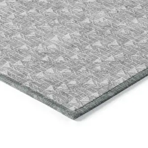 Photo of Gray Geometric Washable Non Skid Indoor Outdoor Area Rug