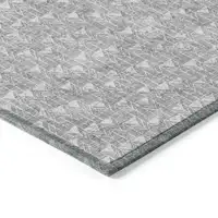 Photo of Gray Geometric Washable Non Skid Indoor Outdoor Area Rug