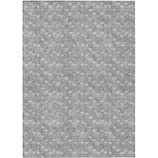 Gray Geometric Washable Non Skid Indoor Outdoor Area Rug Photo 2