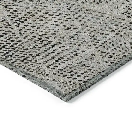 Gray Geometric Washable Non Skid Indoor Outdoor Area Rug Photo 5