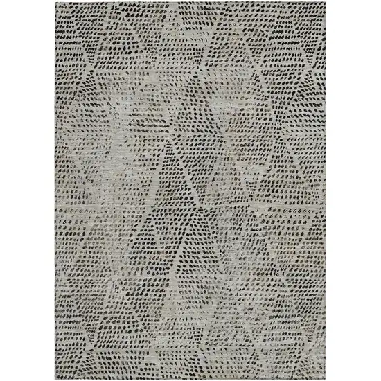 Gray Geometric Washable Non Skid Indoor Outdoor Area Rug Photo 6