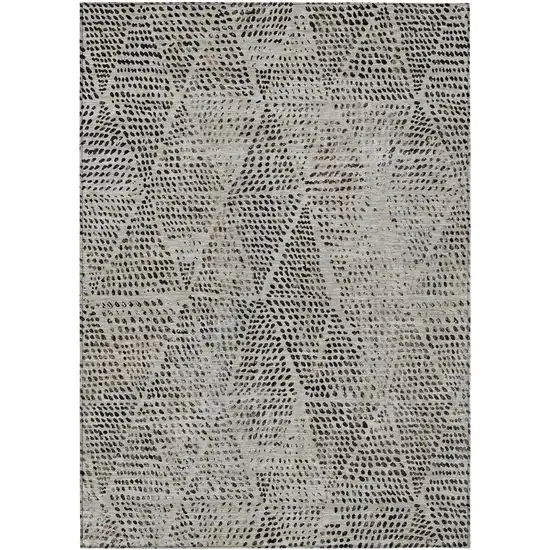 Gray Geometric Washable Non Skid Indoor Outdoor Area Rug Photo 2