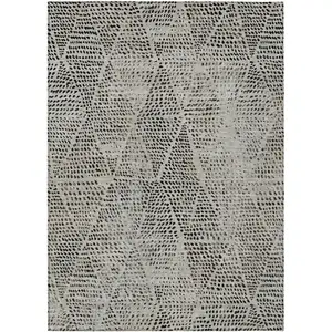 Photo of Gray Geometric Washable Non Skid Indoor Outdoor Area Rug