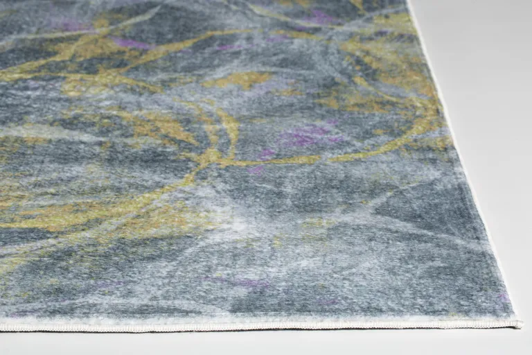 Gray Gold Abstract Rings Area Rug Photo 2