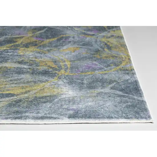 Gray Gold Abstract Rings Runner Rug Photo 2