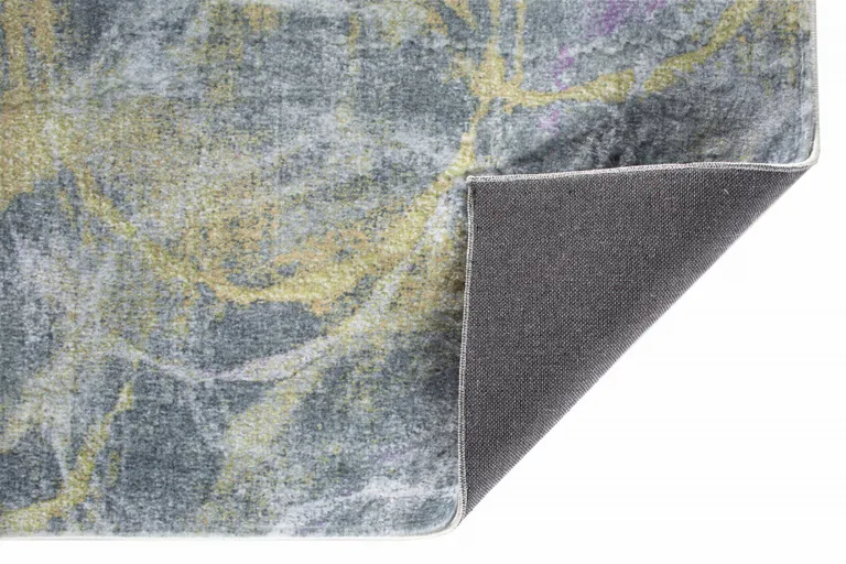 Gray Gold Abstract Rings Runner Rug Photo 3