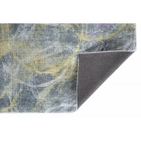 Gray Gold Abstract Rings Runner Rug Photo 3