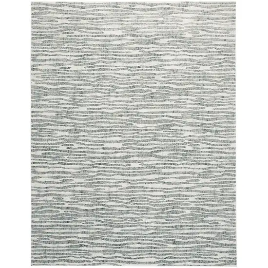 Gray Green And Ivory Striped Distressed Stain Resistant Area Rug Photo 1