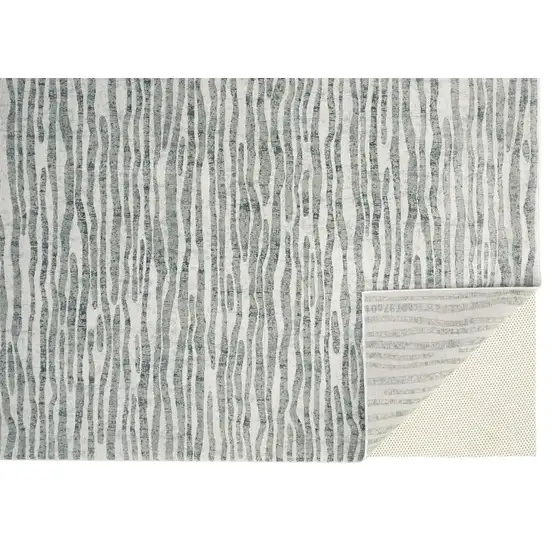 Gray Green And Ivory Striped Distressed Stain Resistant Area Rug Photo 2