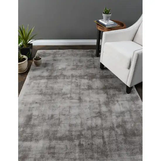 Gray Hand Woven Distressed Area Rug Photo 3