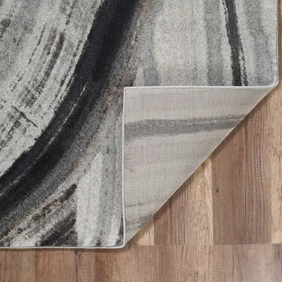 Gray Ivory Abstract Strokes Modern Area Rug Photo 6