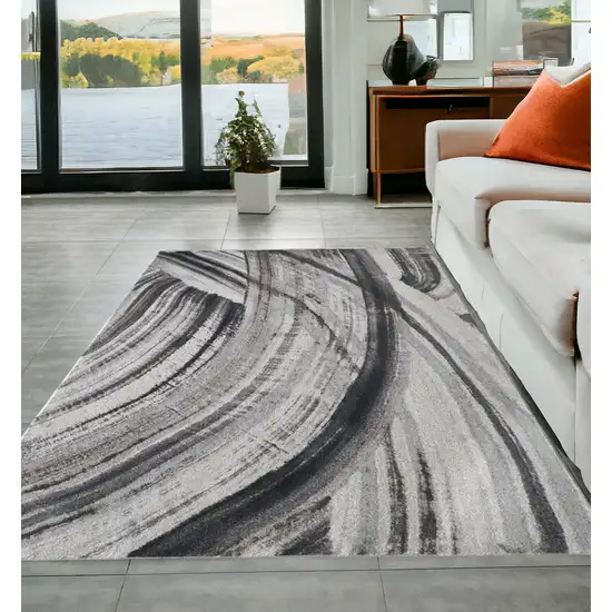 Gray Abstract Dhurrie Area Rug Photo 1