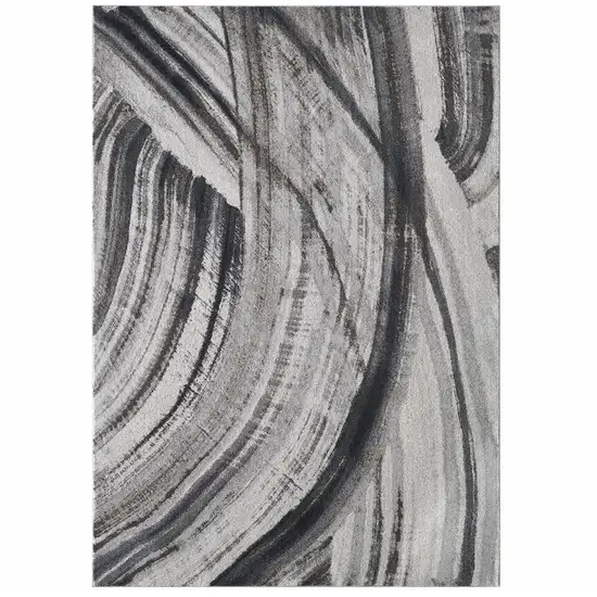 Gray Ivory Abstract Strokes Modern Area Rug Photo 1