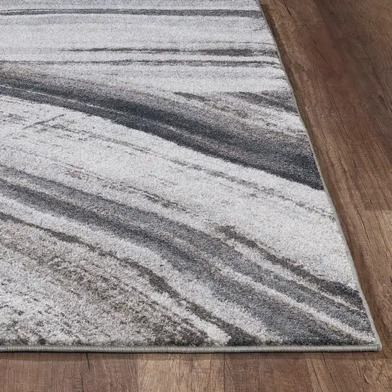 Gray Ivory Abstract Strokes Modern Area Rug Photo 2