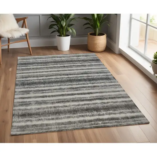 Gray and Black Abstract Hand Woven Area Rug Photo 1