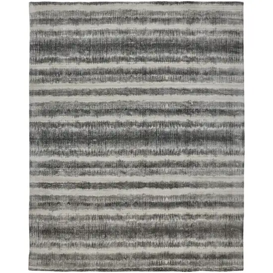 Gray Ivory And Black Abstract Hand Woven Area Rug Photo 1