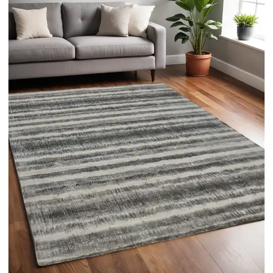 Gray and Black Abstract Hand Woven Area Rug Photo 1