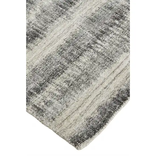 Gray Ivory And Black Abstract Hand Woven Area Rug Photo 7