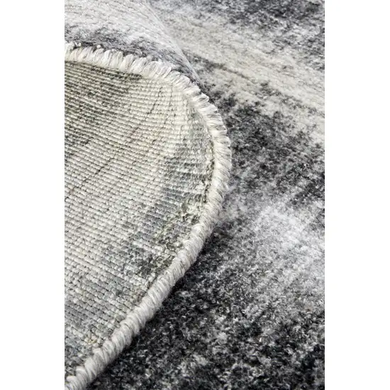 Gray Ivory And Black Abstract Hand Woven Area Rug Photo 9