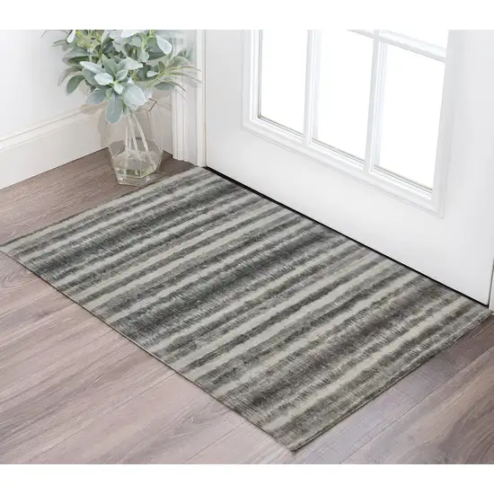 Gray and Black Abstract Hand Woven Area Rug Photo 1