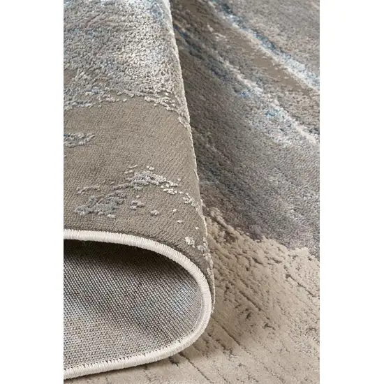 Gray Ivory And Blue Abstract Area Rug Photo 5