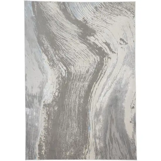 Gray Ivory and Blue Abstract Non Skid Area Rug Photo 1