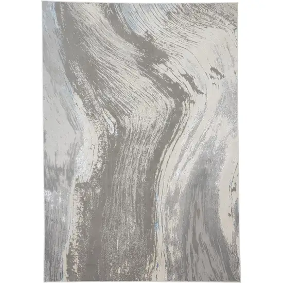 Gray Ivory And Blue Abstract Stain Resistant Area Rug Photo 6