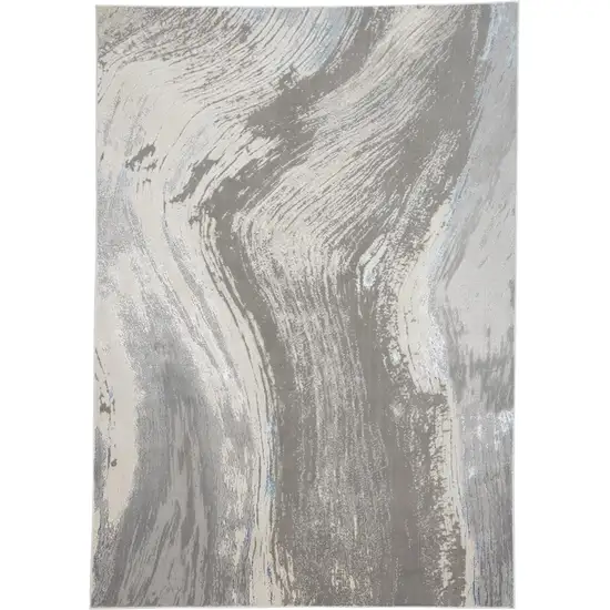 Gray Ivory And Blue Abstract Stain Resistant Area Rug Photo 6